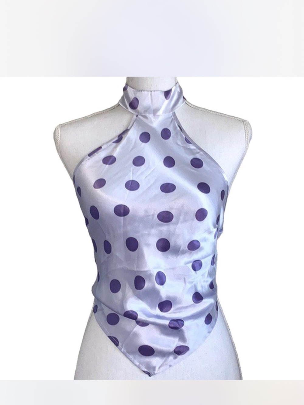 2000s Victoria’s Secret Silk Polka Dot Halter Scarf Top
